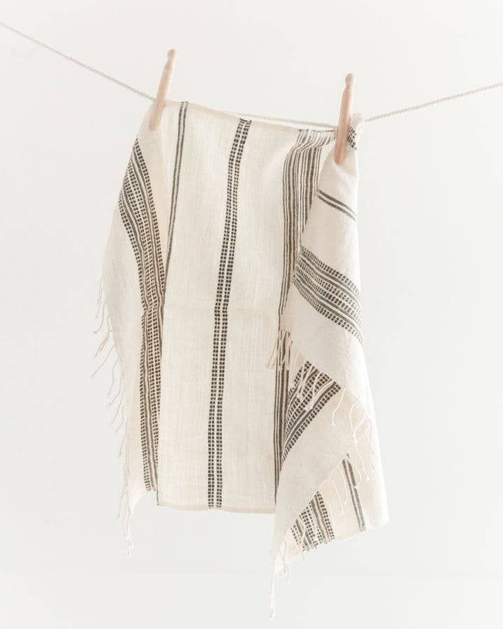 Aden Cotton Hand Towel | Beige Stripe