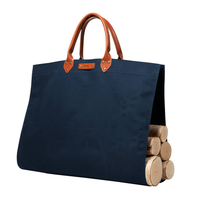Canvas Log Carrier with Leather Handle