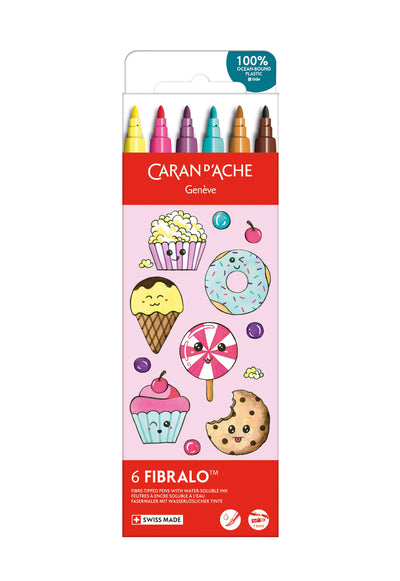 Kawaii Set of 6 Fibralo Candy World Markers