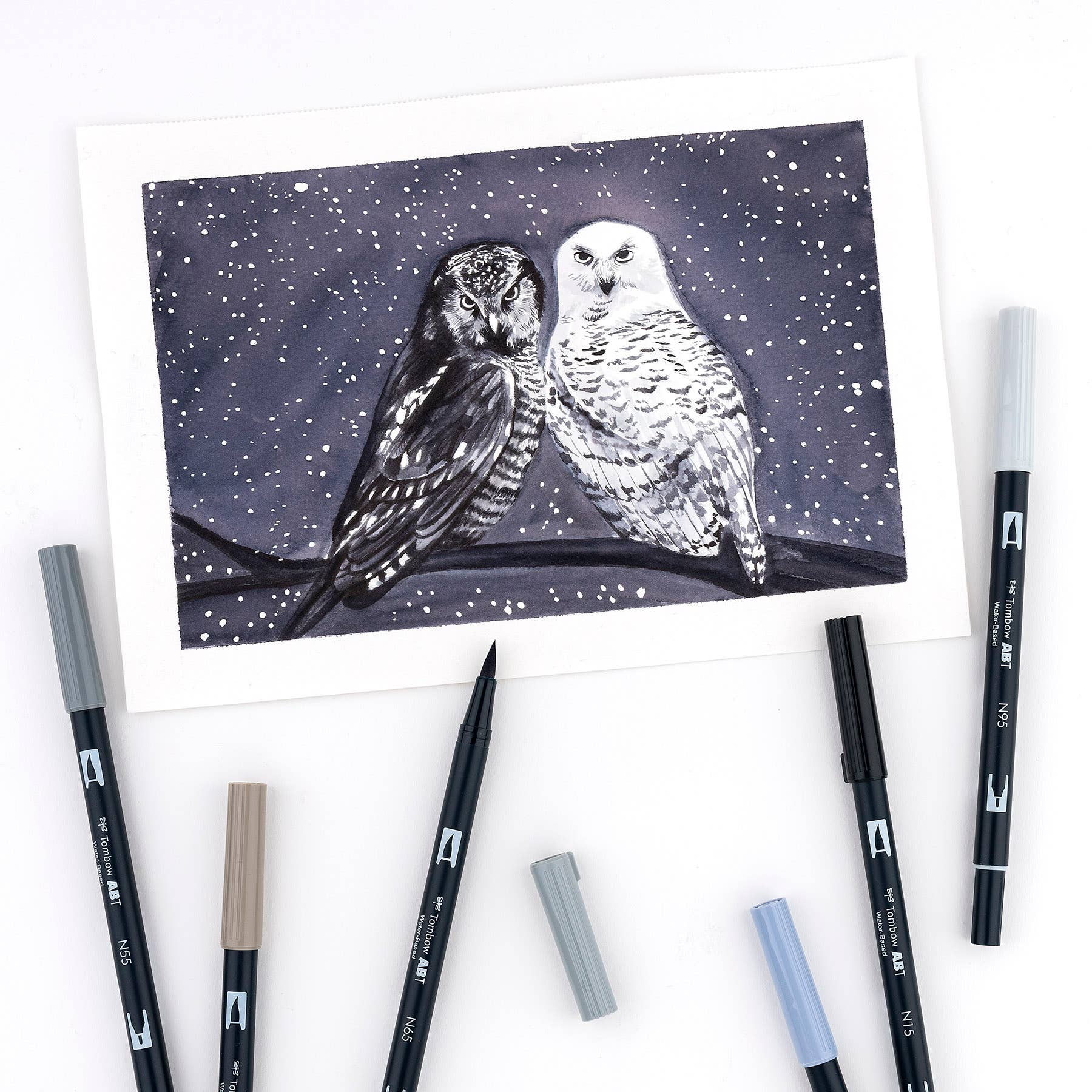 Dual Brush Pen Art Markers: Grayscale