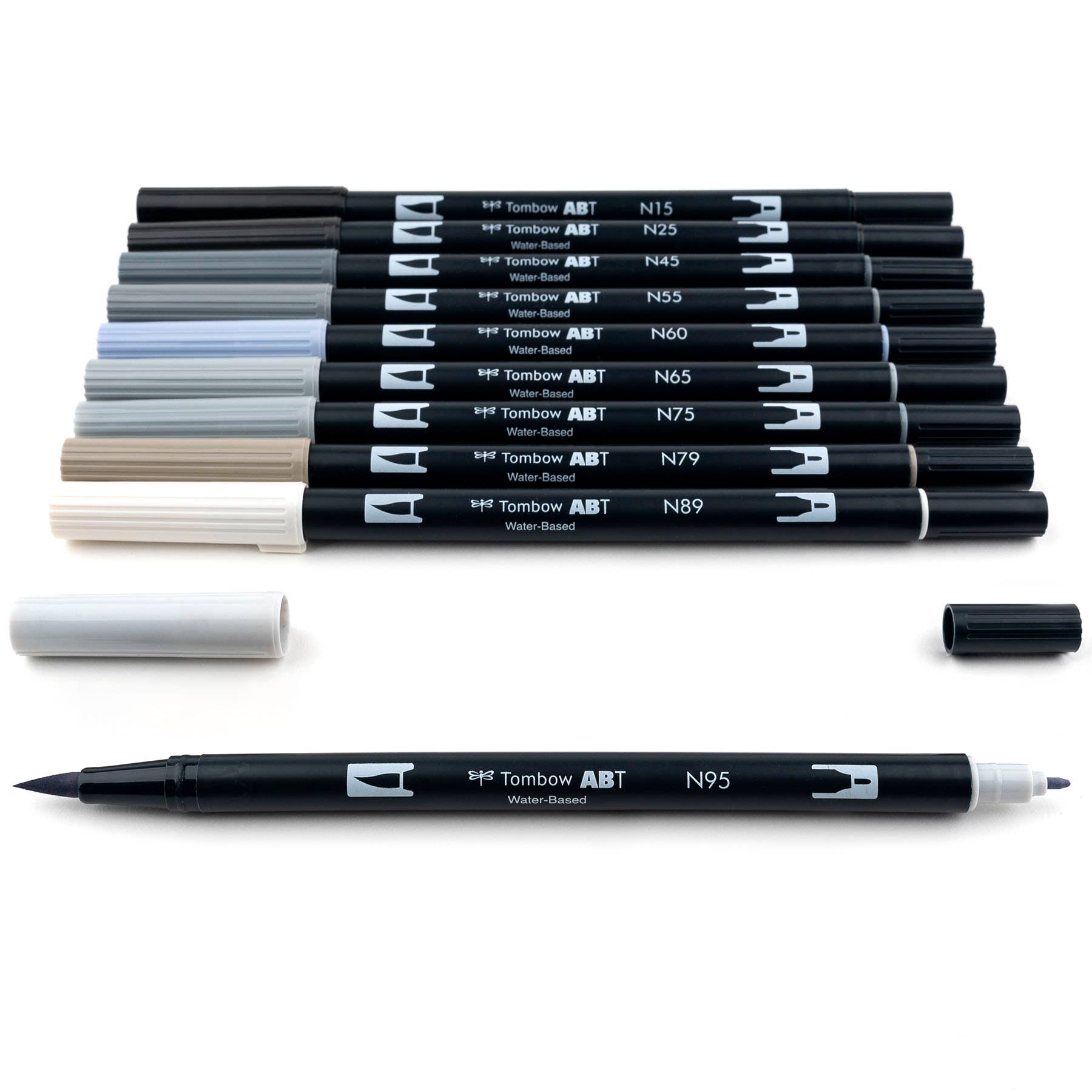 Dual Brush Pen Art Markers: Grayscale