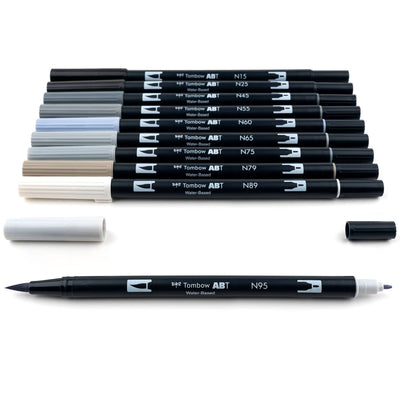 Dual Brush Pen Art Markers: Grayscale