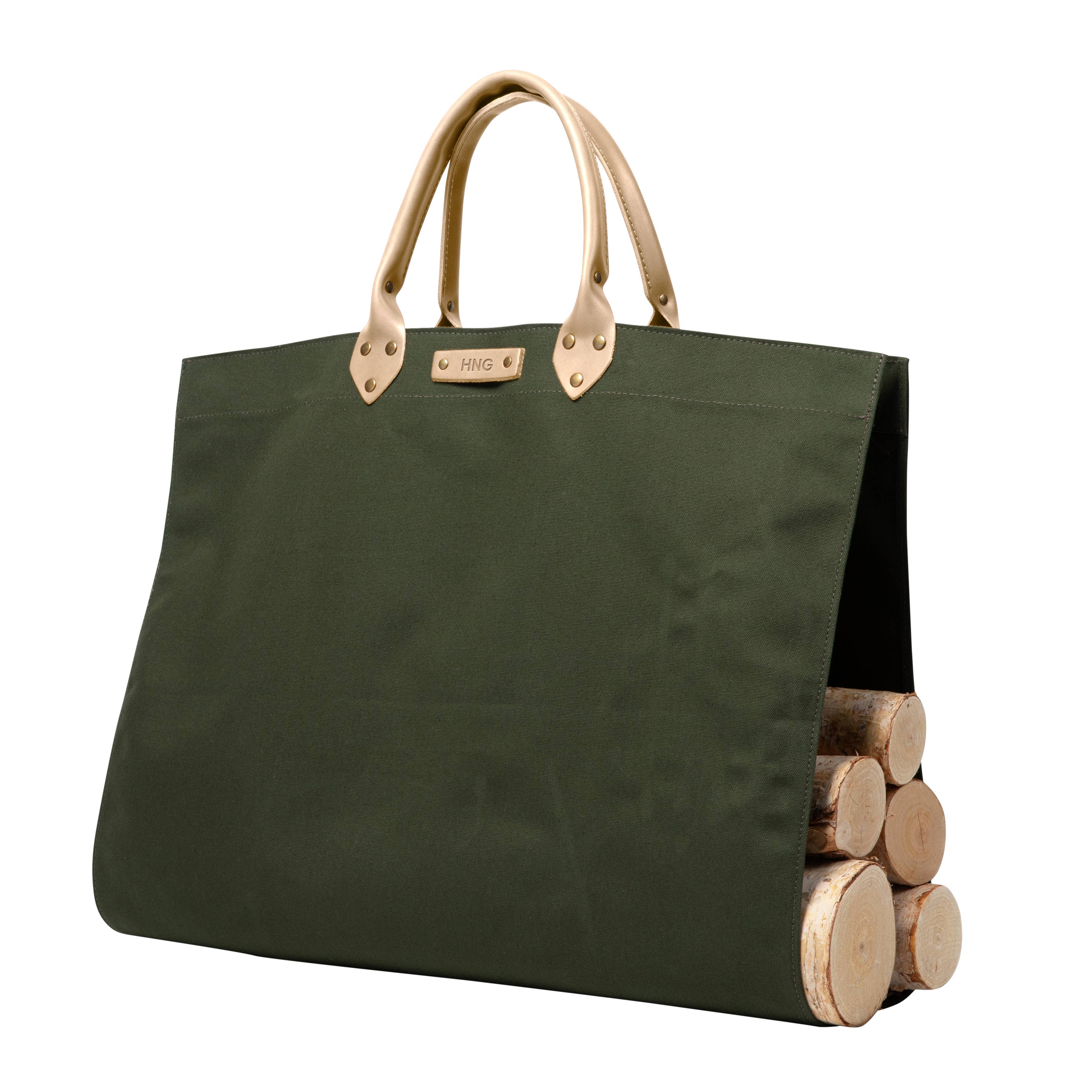 Canvas Log Carrier with Leather Handle
