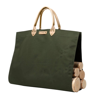 Canvas Log Carrier with Leather Handle
