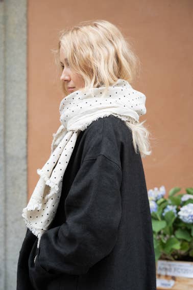 Tuz Fringe Scarf – Natural Dot