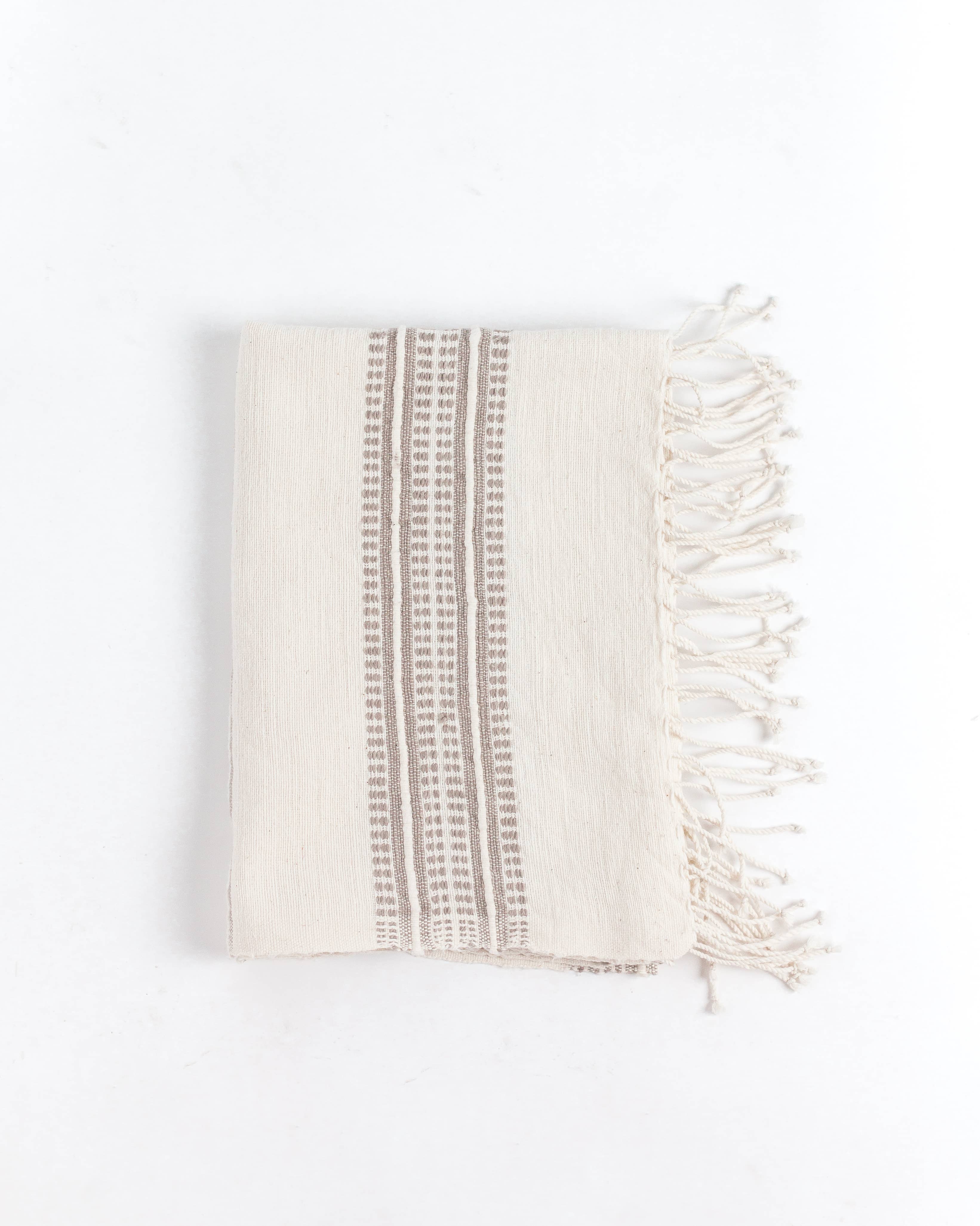 Aden Cotton Hand Towel | Beige Stripe