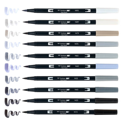 Dual Brush Pen Art Markers: Grayscale