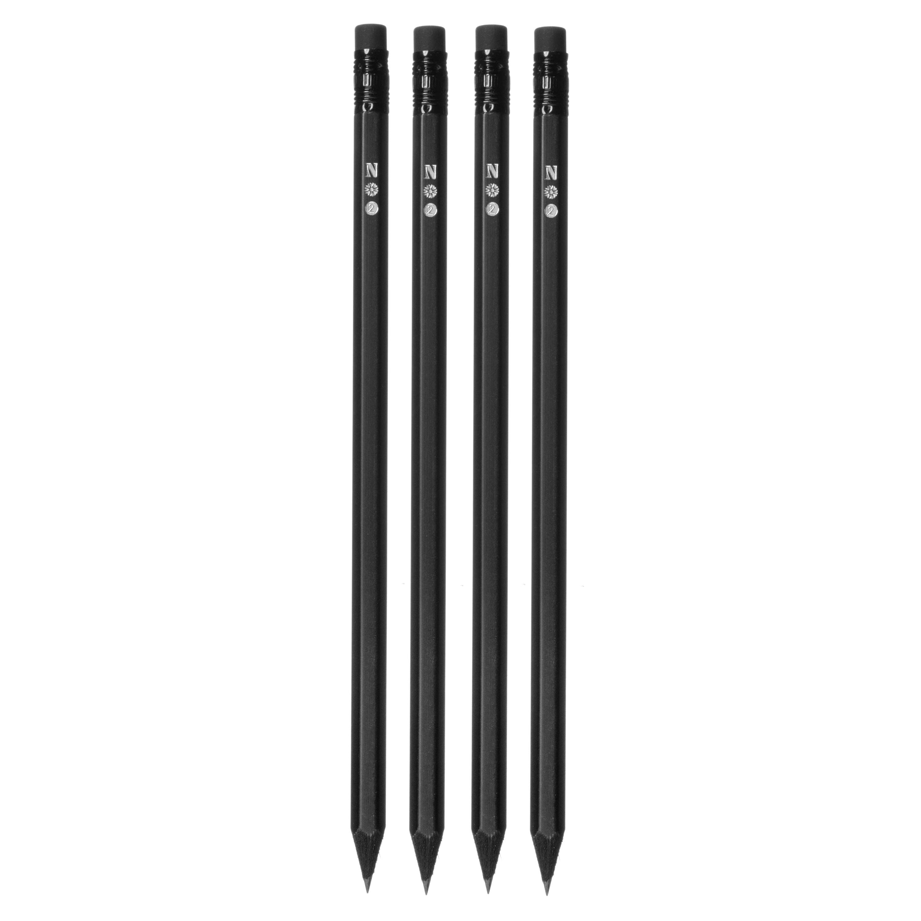 All Black #2 Pencils - Matte Black Premium Pencils, Set of 4