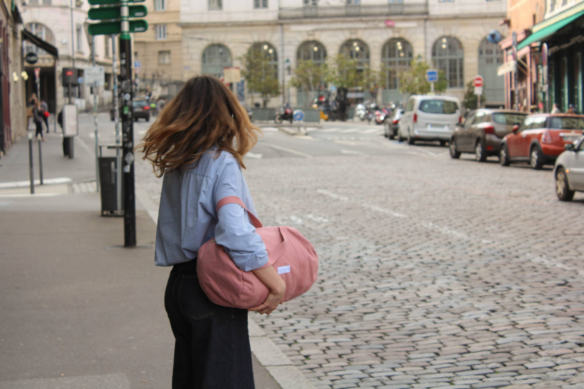 Mini bowling bag in organic cotton canvas Rosewood