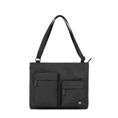 All Black Moorgate Messenger Bag in Black Nylon