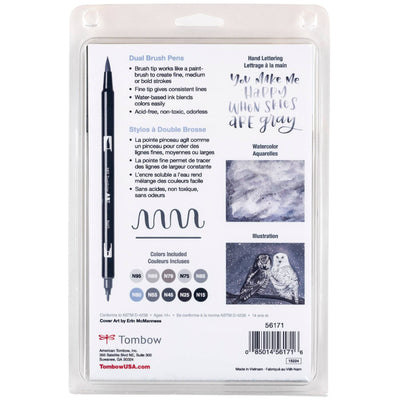 Dual Brush Pen Art Markers: Grayscale
