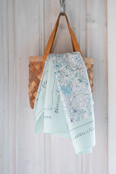 Isabelle Boinot Flower Scarf – Blue