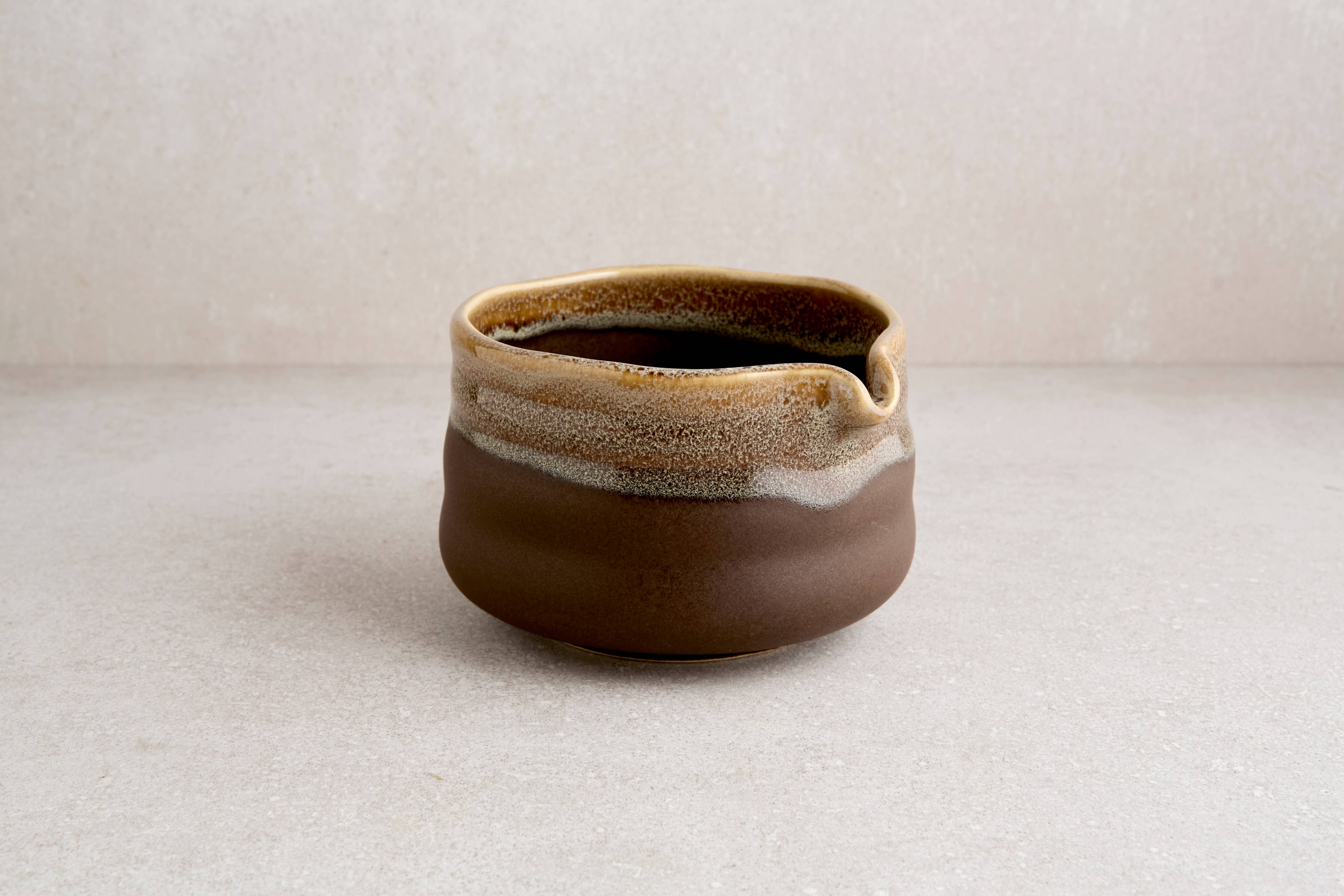 Brown Dripped Matcha Bowl