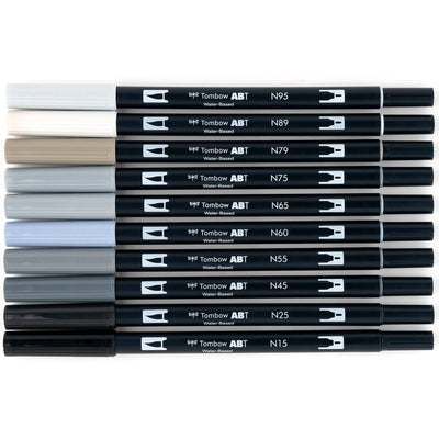 Dual Brush Pen Art Markers: Grayscale