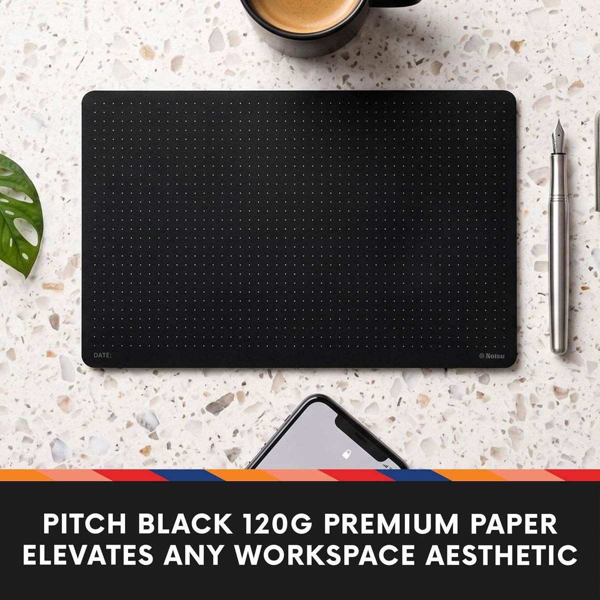 Black Paper Dot Grid Desk Notepads – Set of 2