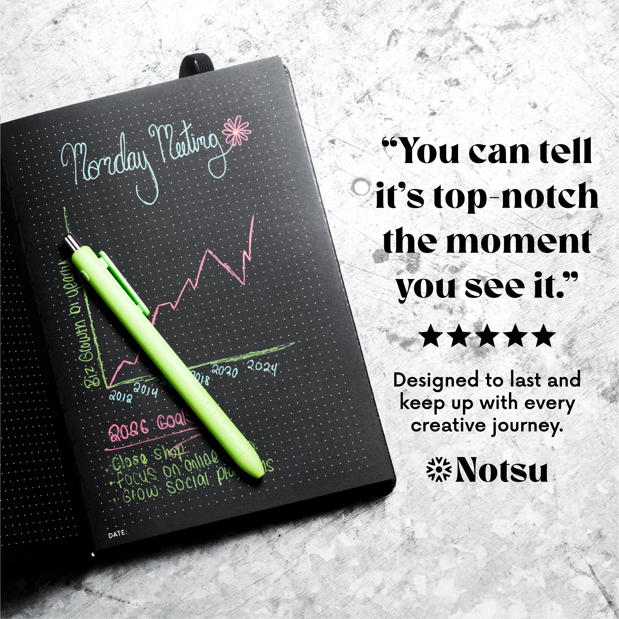 Pitch Black Dot Grid Notebook | A5 Size (Black Pages)