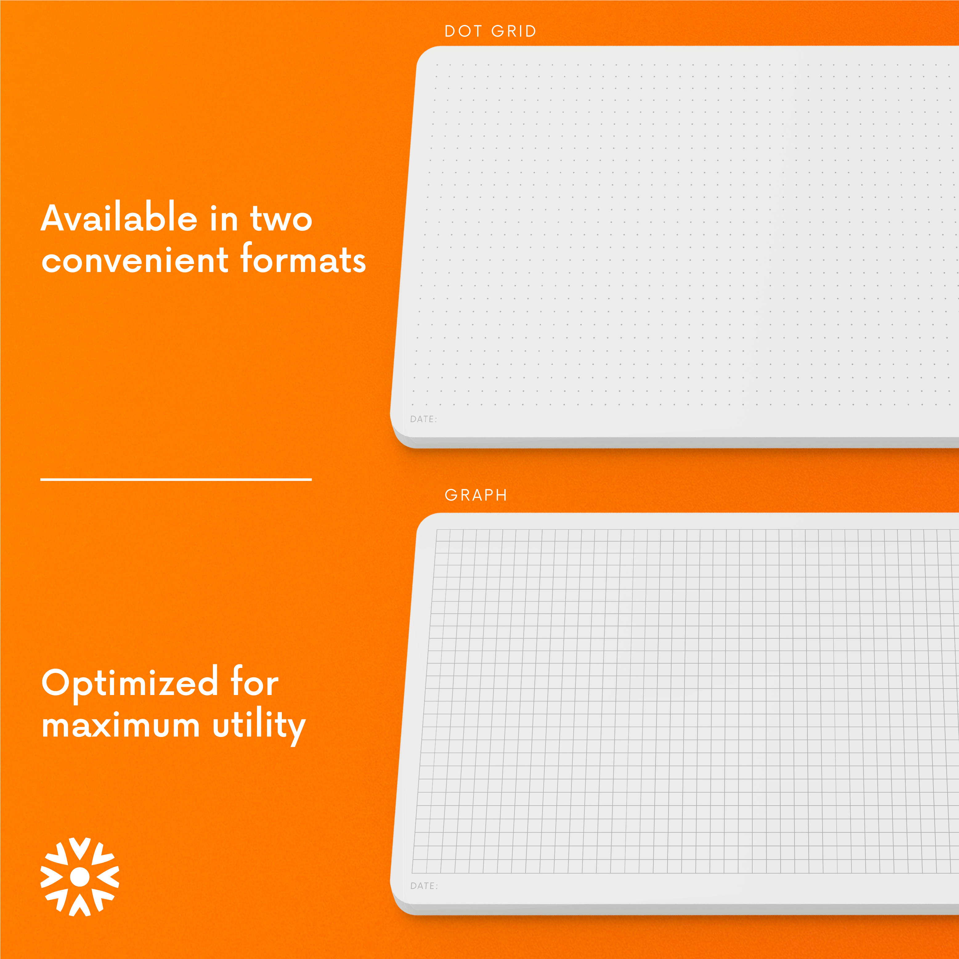 Dot Grid Desk Notepad, 8.5x5.5" Chipboard Back (2-Pack)