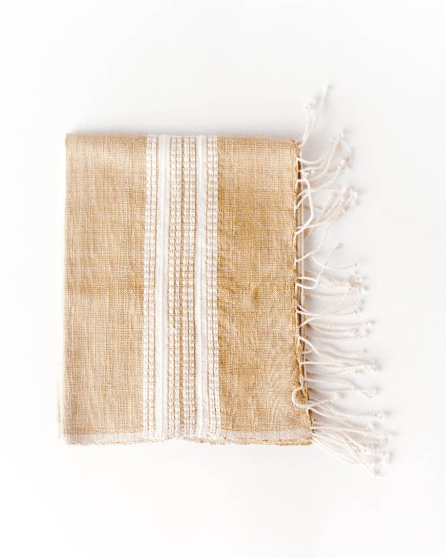 Aden Cotton Hand Towel | Beige Stripe
