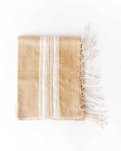 Aden Cotton Hand Towel | Beige Stripe
