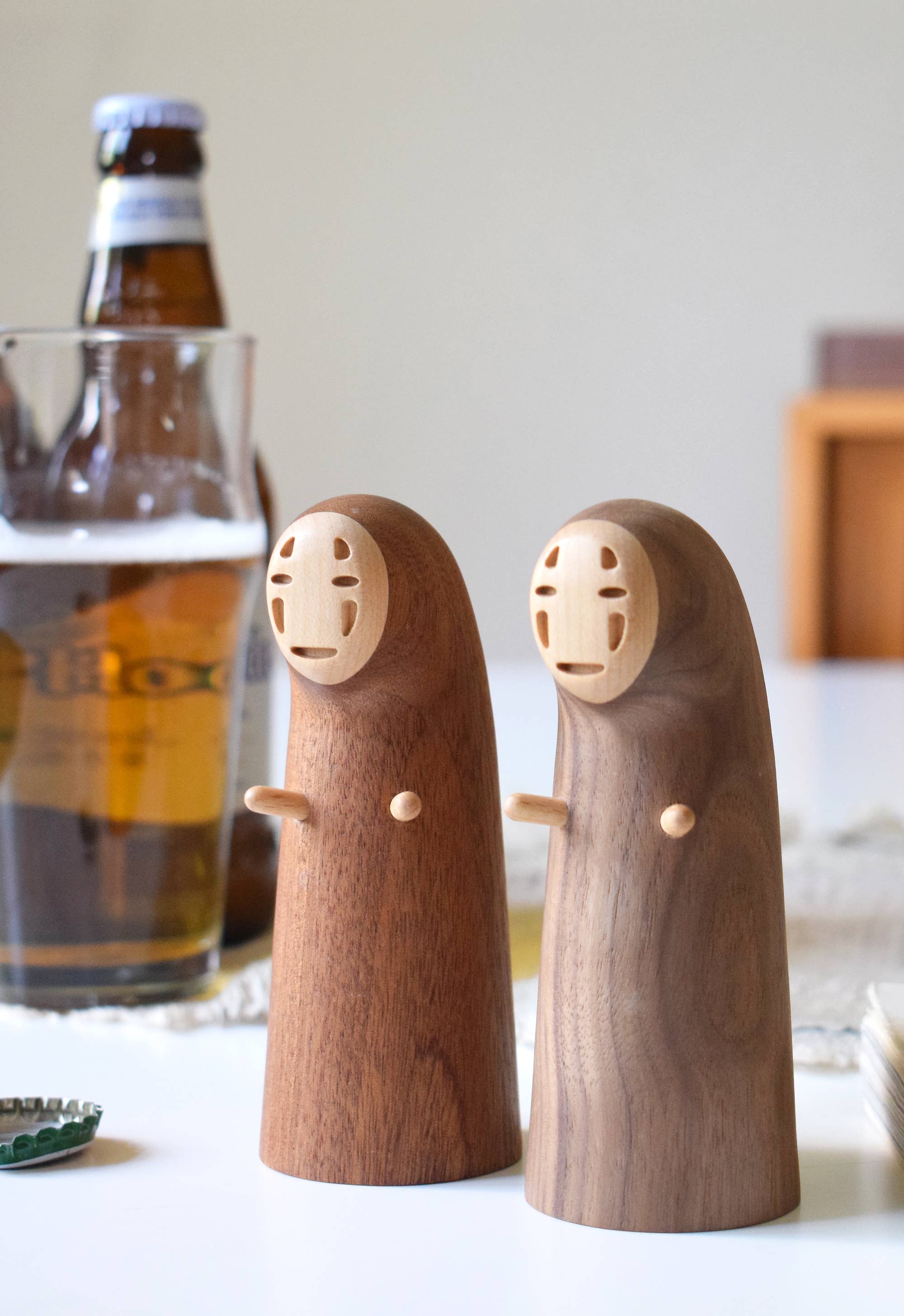 No-Face Bottle Opener - Handcrafted in Black Walnut/Sapele