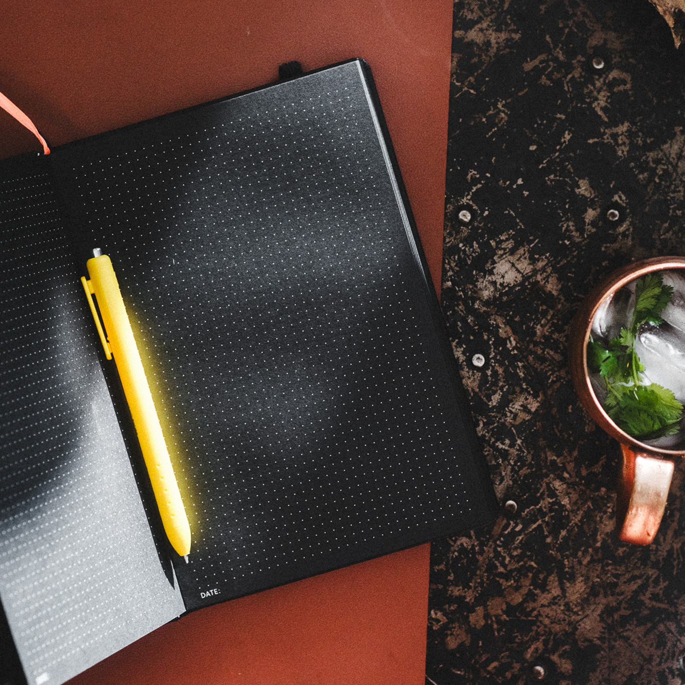 Pitch Black Dot Grid Notebook | A5 Size (Black Pages)